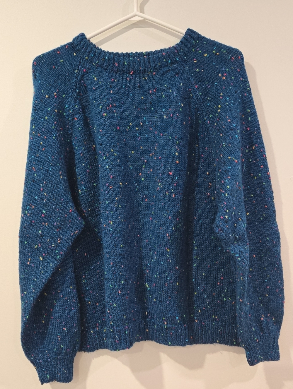 Vintage Handknit Blue Speckled Crewneck Sweater - Women's - Picture 1 of 6